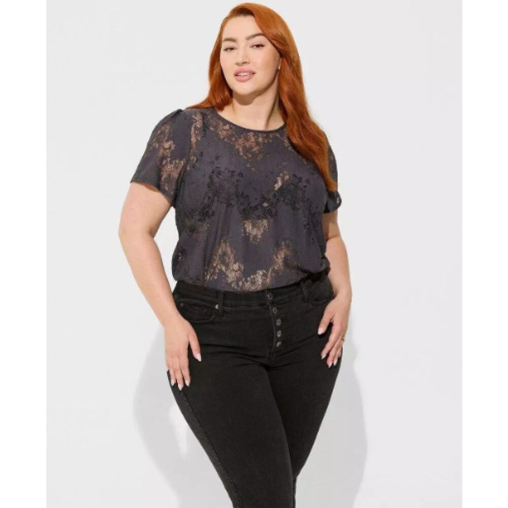 Torrid Women's Plus Size Abbey Lace Short Sleeve Blouse Large